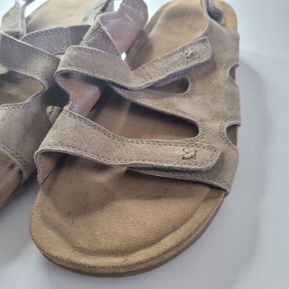 Cobbie Cuddlers Sandals Adjustable Strap Short Wedge Brown Suade Womens 9 - Picture 10 of 11